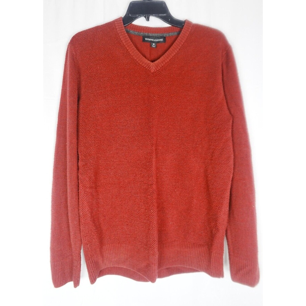 Tricots St‎ Raphael Rust Red V Neck Pullover Sweater Mens Medium Classic Knit